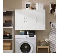 SoBuy Meuble Haut Salle de Bain Blanc Armoire Murale Salle de Bain avec Étagères Réglables Étagère Murale et Meuble WC Suspendu Placard Cuisine Mural et Armoire Pharmacie Murale 90x30x60 cm FRG231-L-W