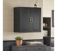 SoBuy FRG231-SCH Armoire de salle de bain Armoire suspendue avec deux portes Armoire de cuisine Armoire à pharmacie Armoire murale Meuble de salle de bain noir LHT env : 60x60x30cm