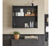 SoBuy FRG231-SCH Meuble Haut Armoire de Toilettes Salle de Bain Suspendue Placard Commode Noir G