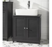 SoBuy FRG237-DG Meuble sous-Lavabo Meuble de Salle de Bain Vasque - 2 Portes et 2 étages à l’intérieur Gris