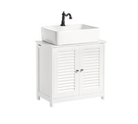 SoBuy Meuble Sous Lavabo avec 2 Portes et 2 Étages, Placard de Rangement Salle de Bain, L60 x P35 x H58 cm, Blanc, FRG237-W