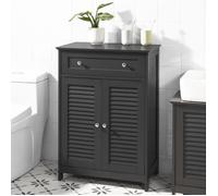 SoBuy Meuble Bas de Salle de Bain - Commode pour Salle de Bain, Armoire de Rangement avec étagère réglable, 1 Tiroir et 2 Portes, pour Le Couloir et la Cuisine, Gris foncé, 60 x 35 x 87 cm, FRG238-DG