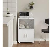 SoBuy FRG241-W Desserte Micro-onde à Roulettes Meuble de Rangement Cuisine Blanc G