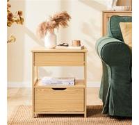 SoBuy FRG258-N Table de Chevet, Table de Nuit, Bout de Canapé, Table d'Appoint avec 2 Tiroirs et 1 Étagèrede Rangement, Table Basse, pour Salon, Chambre, Naturel, 45x37x55 cm Naturel