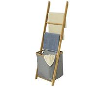 SoBuy® FRG263-N Échelle Porte-Serviettes Support pour Serviettes sans Perçage avec 1 Panier à Linge Amovible et 3 Barres