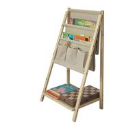 Sobuy® Frg276-N Bibliothèque Étagère À Livres Pliable Porte-Revues Étagère De Rangement Pliante 2 Compartiments, 3 Pochettes Et 1 Étage Ecru