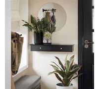 SoBuy FRG43-SCH Meuble d’entrée de rangement, Étagère murale 2 tiroirs Noir G