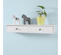 Sobuy® Frg43-W Meuble D¿Entrée De Rangement, Étagère Murale 2 Tiroirs, Armoire À Clés, Porte-Clés L63,5xp13,5xh10cm -Blanc Blanc