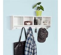 SoBuy FRG48-L-W Penderie mural Portemanteau Étagère murale Porte-manteau salle de bain Blanc, Blanc