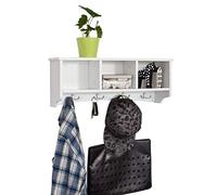 SoBuy® frg48 W Porte-Manteau Mural, Crochet Mural, étagère, Armoire Salle, avec 4 Crochets, Blanc, B 60 cm