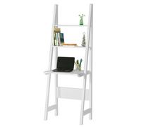 Sobuy Frg60-W Table Bureau Bibliothèque Étagère Style Échelle De 2 Tablettes Et 1 Plan De Travail - Blanc Blanc