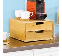 SoBuy® FRG82-N Support pour capsules de café Boîte à Capsules de Café à 2 tiroirs en bambou Distributeur de capsules Boîte à thé