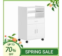 SoBuy FSB09 armoire de cuisine chariot de cuisine armoire en rouleau chariot à boissons armoire à micro-ondes avec un toboggan Ivoire