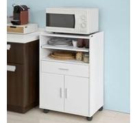 Sobuy® Fsb09-W Desserte Micro-Onde À Roulettes Meuble De Rangement Cuisine Blanc
