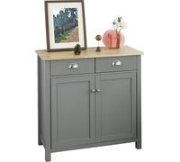SoBuy FSB25-HG Buffet avec 2 tiroirs et 2 portes Commode Armoire de cuisine avec plan de travail Armoire d'entrée Buffet gris LHT env : 79x80x35cm