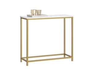 SoBuy FSB29-G Table Console Table d'Appoint Bout de Canapé Table d’Entrée Effet Marbre Cadre et 4 Pieds en Fer Haute Qualité - L80cm x P30cm x H75cm - Doré