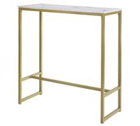 Sobuy Fsb34-G Table De Bar Effet Marbre Table Haute De Bar Table À Manger Mange-Debout Cuisine 100x40x106 Cm - Doré Doré