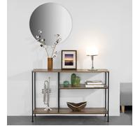 SoBuy Table Console avec 3 étagères 120x30x80cm pour entrée | Buffet bout de canapé style industriel, cadre en acier, panneaux vintage, charge 30kg FSB35-PF