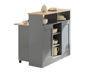 SoBuy FSB36-HG - Buffet avec Portes coulissantes - Meuble de Cuisine avec Plan de Travail Extensible - Armoire de Cuisine - Gris Clair - LG : env. 110 x 97 x 68 cm