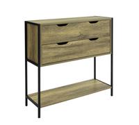 Sobuy Fsb39-T Table Console Meuble D'entrée Avec 2 Tiroirs Buffet Placard À 2 Niveaux Pour Couloir, Salon, Cuisine ¿ L83 X P30 X H79 Cm, Cadre En Acier, Style Industriel Ecru