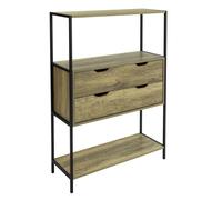Sobuy Fsb40-T Table Console Meuble D'entrée Avec 2 Tiroirs Buffet Placard À 3 Niveaux Pour Couloir, Salon, Cuisine ¿ L83 X P30 X H114 Cm, Cadre En Acier, Style Industriel Ecru