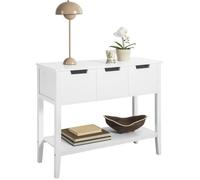 SoBuy FSB51-W Table Console avec 3 tiroirs et 1 étagère, pour Entrée, Chambre, Salon, Coiffeuse, Blanc, 93 x 33 x 79 cm