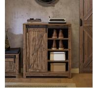 SoBuy FSB59-N Meuble Colonne Meuble Bas Placard de Rangement Commode avec Porte de Grange Coulissante Armoire à Chaussures