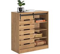 Sobuy Fsb65-N Armoire À Chaussures Meuble De Rangement Commode À Chaussures Meuble D'entrée Placard Cuisine Avec Porte De Grange Coulissante Marron