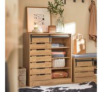SoBuy FSB65-N Buffet Armoire à chaussures avec porte coulissante Commode Armoire de cuisine Armoire d'entrée Buffet de rangement Naturel LHT env. : 80x89x35cm