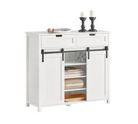 SoBuy FSB74-W Buffet Bahut avec 2 Portes de Grange Coulissantes et 2 Tiroirs, 104x35x93cm, Blanc