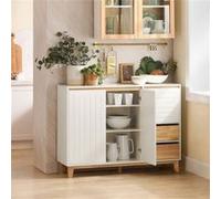 SoBuy FSB75-WN Buffet, Placard, Armoire Multi-Rangement, Meuble de Rangement sur Pieds Blanc G
