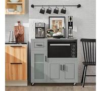 SoBuy FSB78-HG Meuble Micro-Ondes Buffet Commode sur roulettes Armoire de Cuisine Gris G