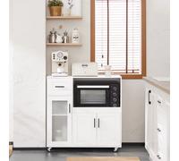 SoBuy FSB78-W Sideboard Chariot de cuisine Micro-ondes Armoire de cuisine Chariot de service Chariot blanc