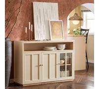SoBuy FSB80-MI Buffet Buffet avec 3 portes Armoire de cuisine Commode Armoire d'entrée Armoire de rangement Armoire d'appoint Armoire TV Beige LHT env. : 120x85x40