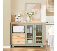 SoBuy Buffet Commode de Cuisine avec 2 Portes Vitrées, 2 Tiroirs et Rangement Bouteilles, 120x40x90cm, Vert, FSB81-GR