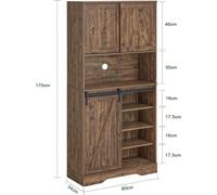 Sobuy Fsb83-N Buffet De Cuisine Meuble De Rangement Armoire De Cuisine Multi-Rangements Buffet De Salle À Manger Avec Porte De Grange Coulissante Marron