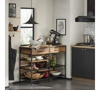 SoBuy FSB85-PF Îlot de cuisine Étagère de cuisine Chariot de cuisine Sideboard avec tiroir et étagères Commode Armoire de cuisine Armoire de couloir Vintage LHT env. 120x91x45cm