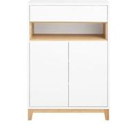 fsb97-wn armoire de rangement, buffet multifonctionnel avec 1 tiroirs, 1 compartiment et 2 portes,blanc-naturel