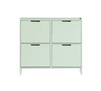 SoBuy Meuble Chaussure 4 Abattants Meuble à Chaussures d’Entree Armoire à Chaussures Rangement Chaussures Compact Range Chaussures Étroit pour Petite Entrée ou Couloir L100xP19xH91cm Blanc FSR100-W