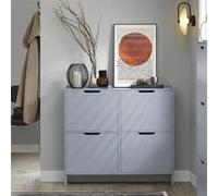 SoBuy FSR100-HG Meuble de Rangement à Chaussures Commode à Chaussures 4 abattants Meuble d'entrée Coffre Rangement pour Chaussures Gris G