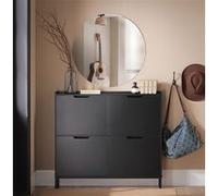 SoBuy FSR100-SCH Meuble de Rangement à Chaussures Commode à Chaussures 4 abattants Meuble d'entrée Coffre Rangement Noir G
