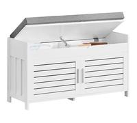 SoBuy FSR102-W Meuble Bas Entrée avec Coussin Rembourré Confortable avec Coffre Intégré et 2 Portes 90x33x80 cm