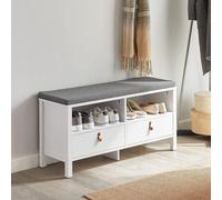 Sobuy Fsr106-W Banc De Rangement Avec Coussin Rembourré Meuble Bas Entrée Commode À Chaussure Banquette Confortable Avec 2 Compartiments Et 2 Tiroirs Multicolore