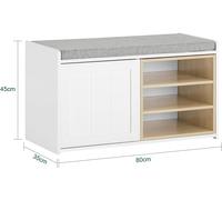 SoBuy FSR109-WN Banc à Chaussures Meuble Chaussures Commode à Chaussures Meuble d'entrée avec Coussin Rembourré et Etagère Amovible Multicolore