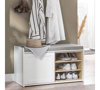 SoBuy FSR109-WN Banc de chaussures Armoire à chaussures Banc avec espace de rangement Étagère à chaussures Banc de vestiaire Banc d'entrée Banc de chaussures Coffre à chaussures Siège commode LHT env.