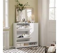 SoBuy FSR114-W Armoire à Chaussures Commode à Chaussures avec 2 abattants, 1 Porte et 1 Blanc G