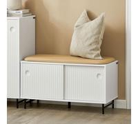 SoBuy FSR116-W Banc Ã Chaussures, Meuble EntrÃ©e sur Pieds avec Assise Coussin RembourrÃ©, Meuble Ã Chaussures