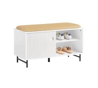 SoBuy FSR116-W Banc à Chaussures, Meuble Entrée sur Pieds avec Assise Coussin Rembourré, Meuble à Chaussures