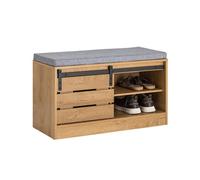 SoBuy Meuble de Rangement à Chaussures Armoire à Chaussures Commode à Chaussures Meuble d'entrée Coffre Rangement pour Chaussures avec Porte de Grange coulissante, 80x35x48 cm, FSR120-N