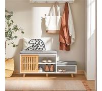 SoBuy FSR125-WN Banc de Rangement Banc à Chaussures avec Coussins Rembourrés Meuble Bas Blanc G